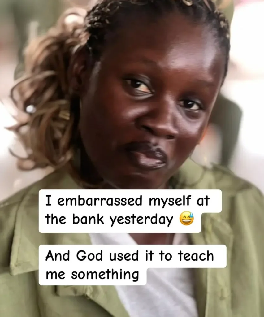 NYSC corps member visiting a Nigerian bank to resolve an account issue, representing a season of waiting on God.