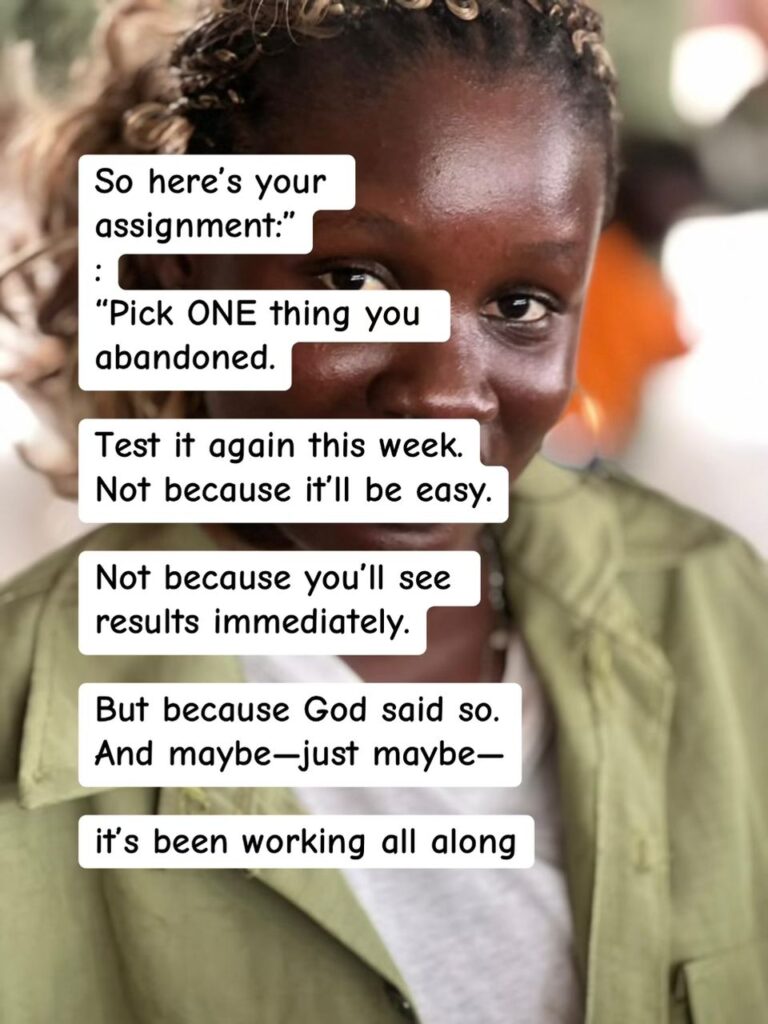 "Young Nigerian woman in NYSC uniform smiling, representing the joy of a spiritual breakthrough after perseverance."