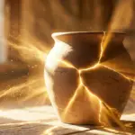 A cracked clay jar in sunlight representing God using broken vessels.